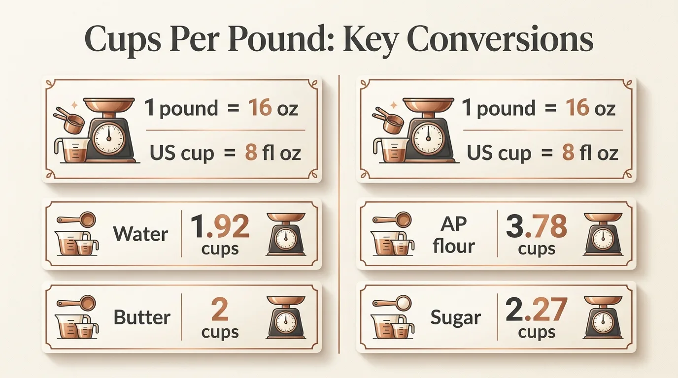 How Many Cups Per Pound? 1 Cups Per Pound: Key Conversions — key facts at a glance