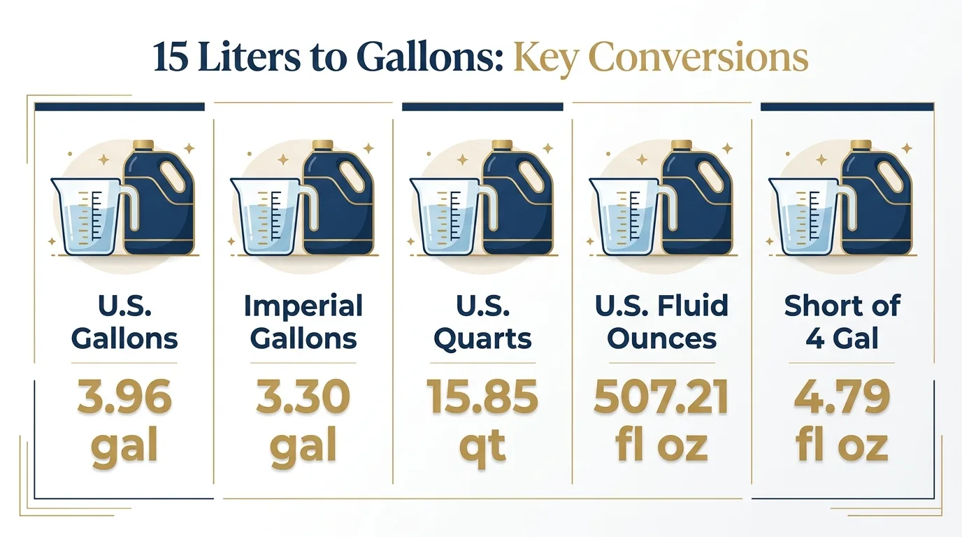 How Many Gallons Is 15 Liters? 1 15 Liters to Gallons: Key Conversions — key facts at a glance