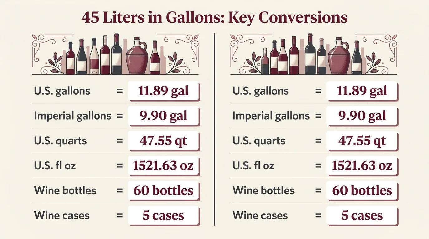 How Many Gallons Is 45 Liters? 1 45 Liters in Gallons: Key Conversions — key facts at a glance