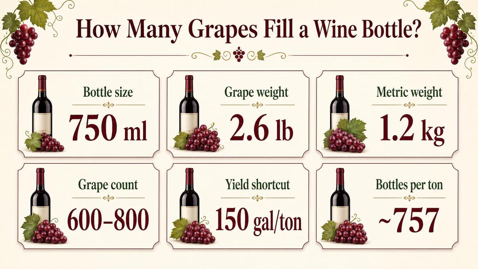 How Many Grapes Are in a Bottle of Wine? 1 How Many Grapes Fill a Wine Bottle? — key facts at a glance
