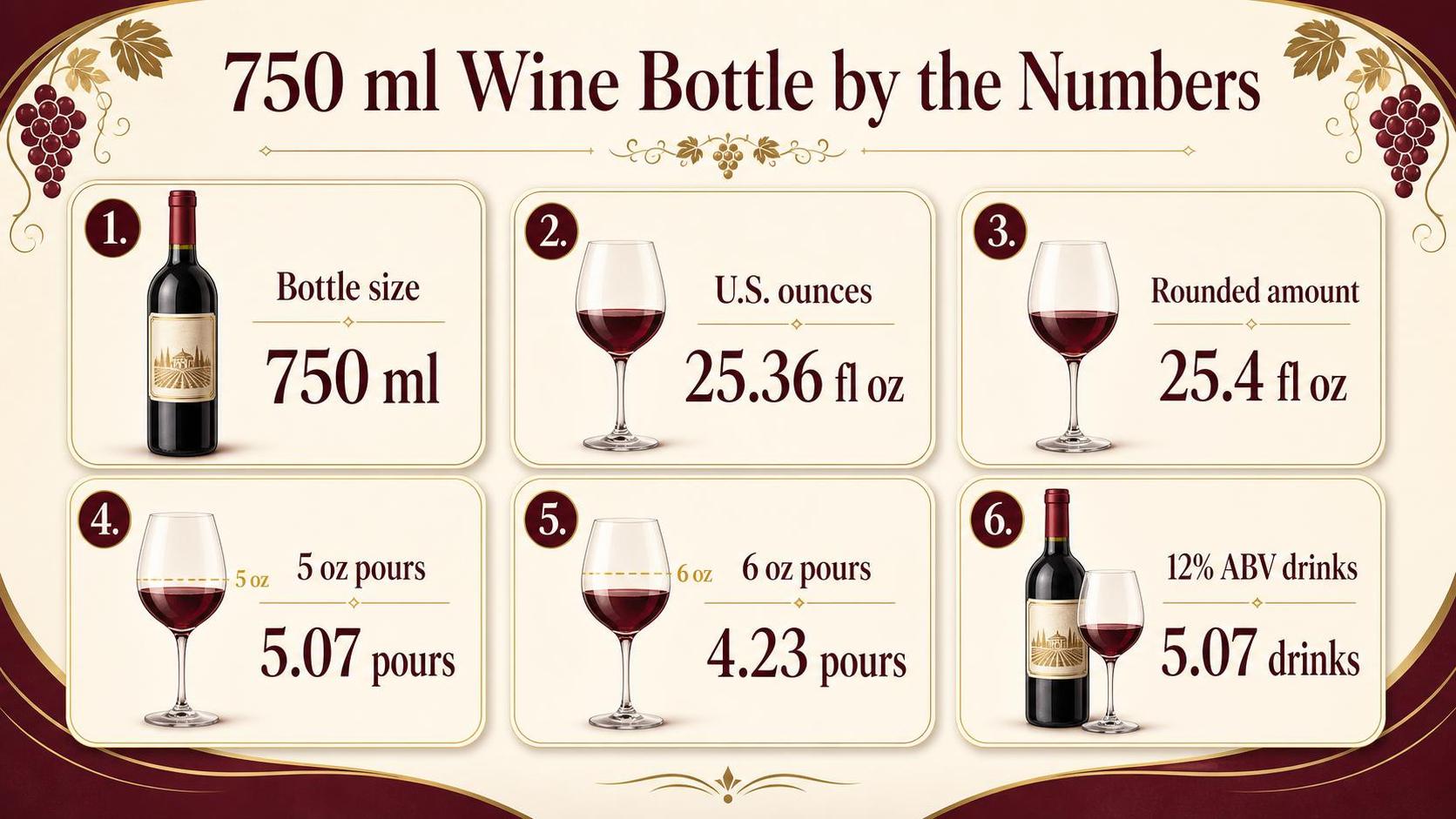 How Many Ounces Are In 750 ml? - 2026 1 750 ml Wine Bottle by the Numbers — key facts at a glance