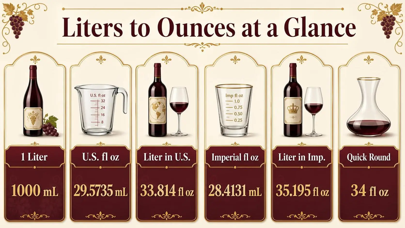 Liters to Ounces at a Glance — key facts at a glance