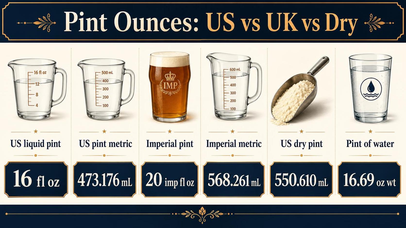 Pint Ounces: US vs UK vs Dry — key facts at a glance