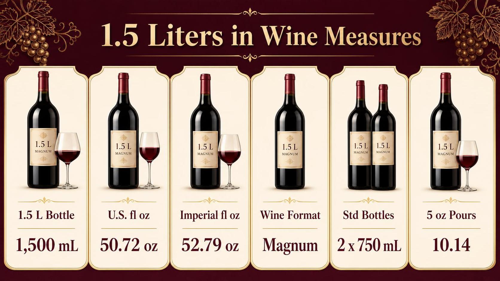 How Many Ounces In 1.5 Liters? 1 1.5 Liters in Wine Measures — key facts at a glance