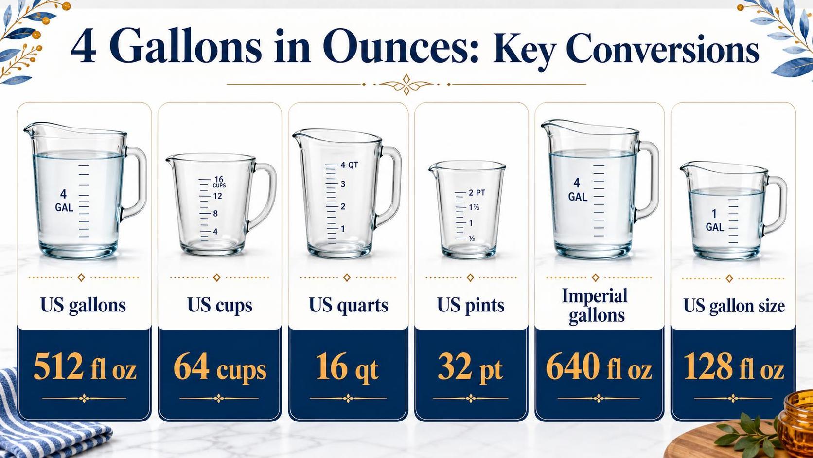How Many Ounces In 4 Gallons? 1 4 Gallons in Ounces: Key Conversions — key facts at a glance