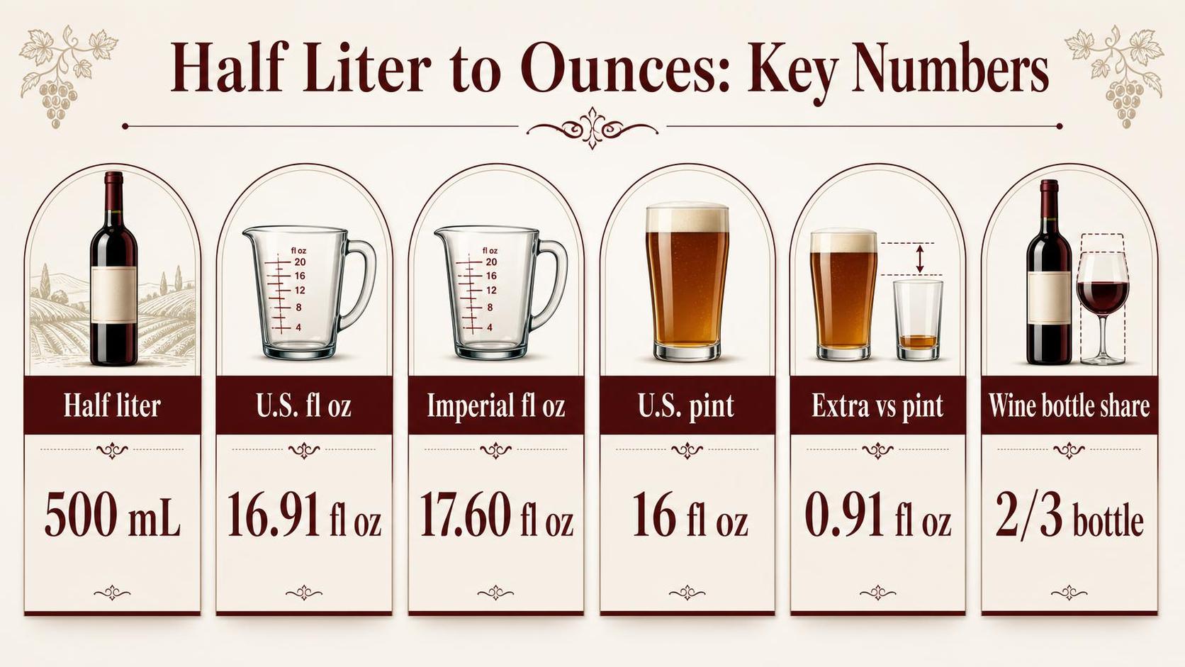 Half Liter to Ounces: Key Numbers — key facts at a glance