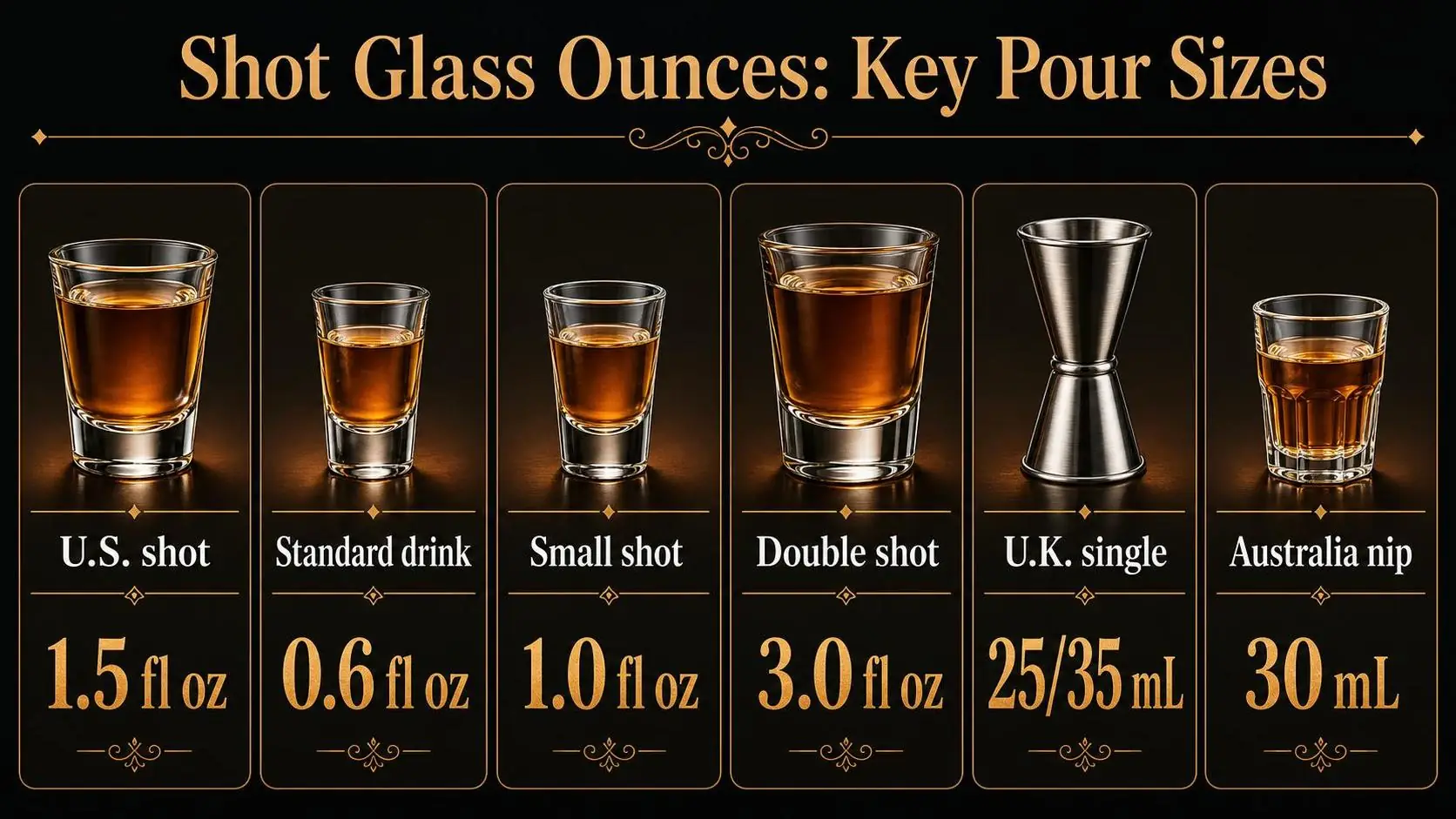 How Many Ounces In A Shot Glass? Sizes Of A Shot Glass 1 Shot Glass Ounces: Key Pour Sizes — key facts at a glance