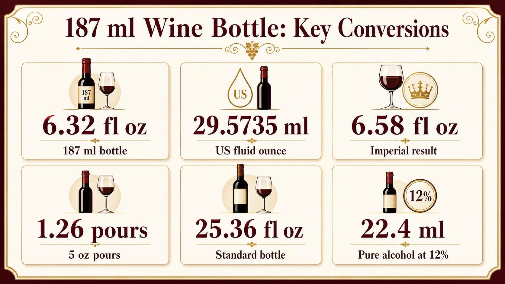 How Many Ounces Is 187 ml? 1 187 ml Wine Bottle: Key Conversions — key facts at a glance