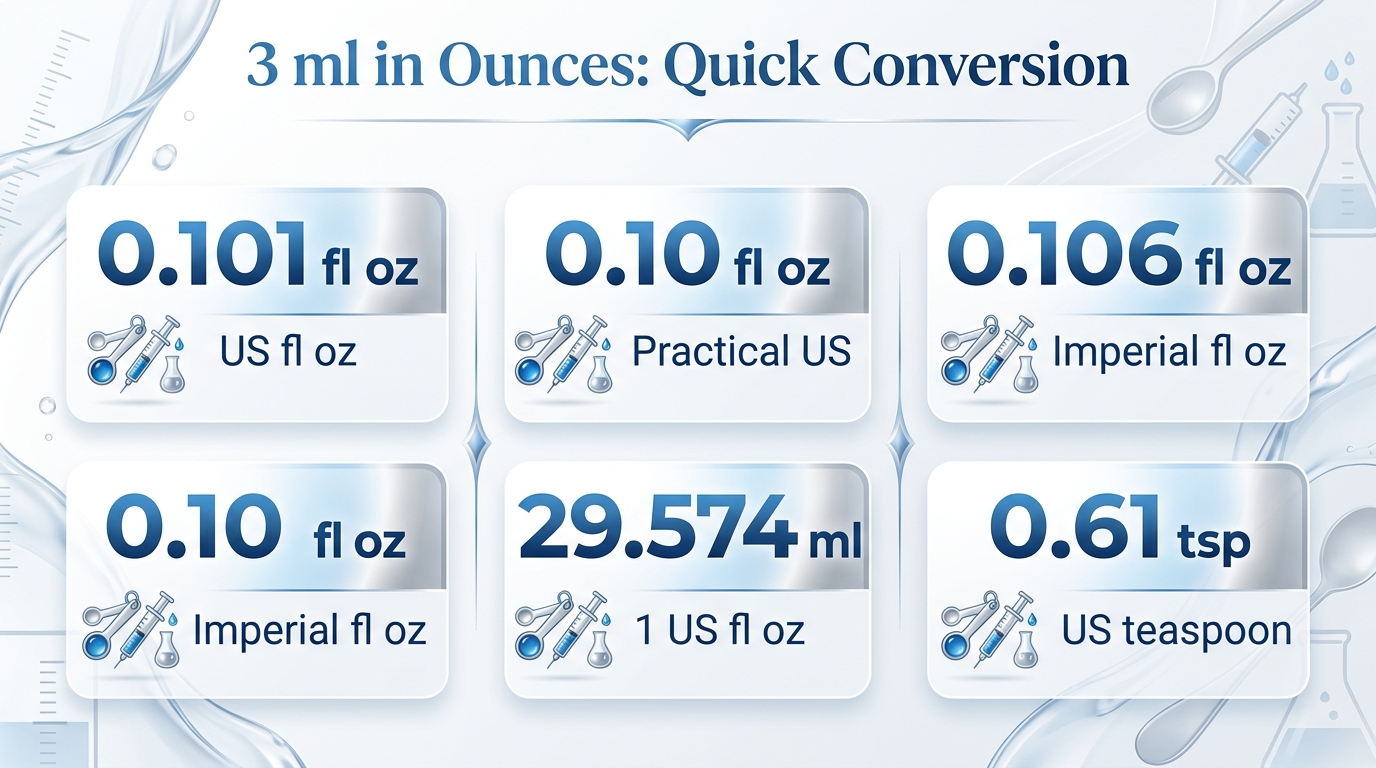 3 ml in Ounces: Quick Conversion — key facts at a glance