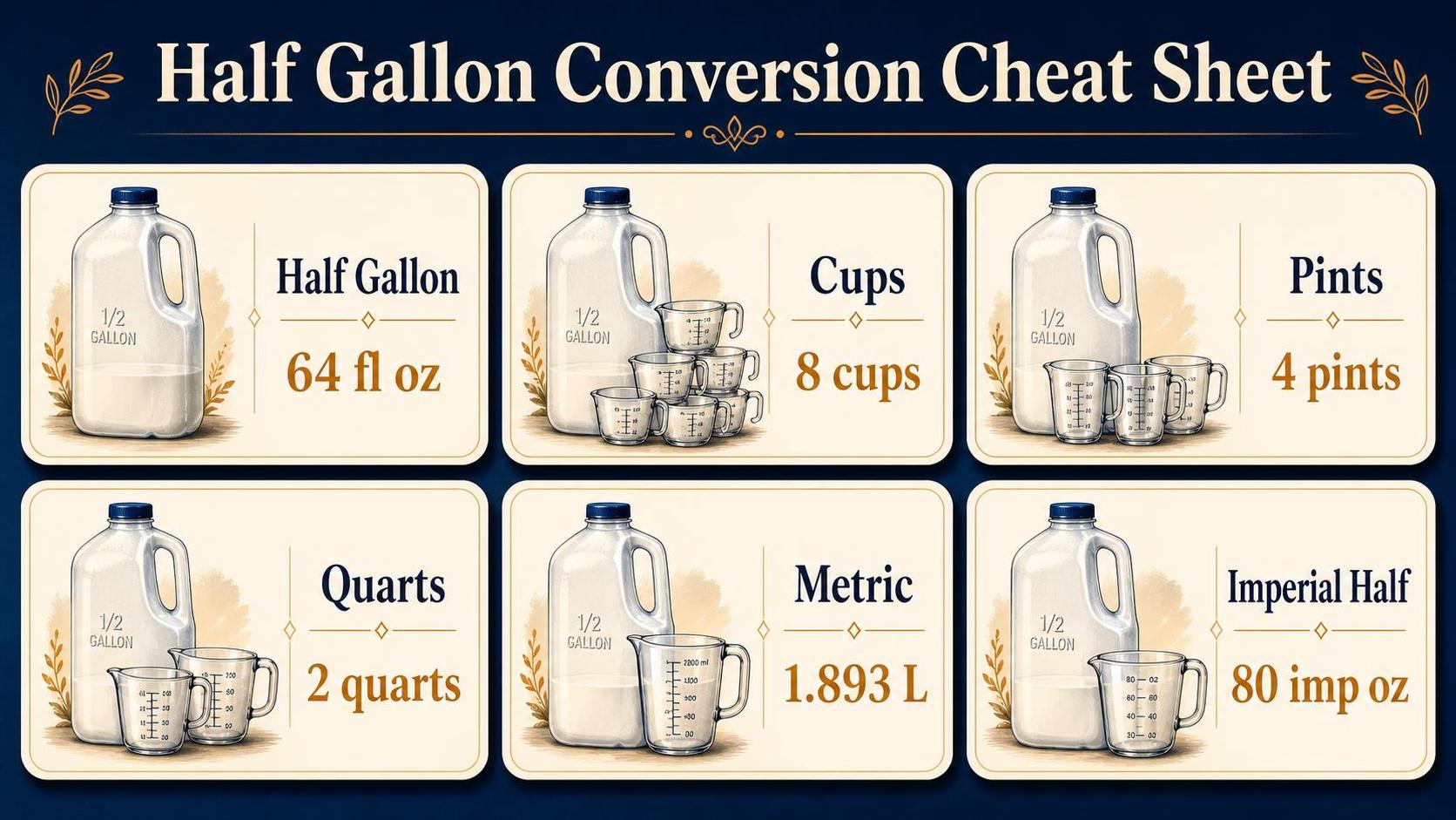How Many Oz In A Half Gallon? - 2026 1 Half Gallon Conversion Cheat Sheet — key facts at a glance