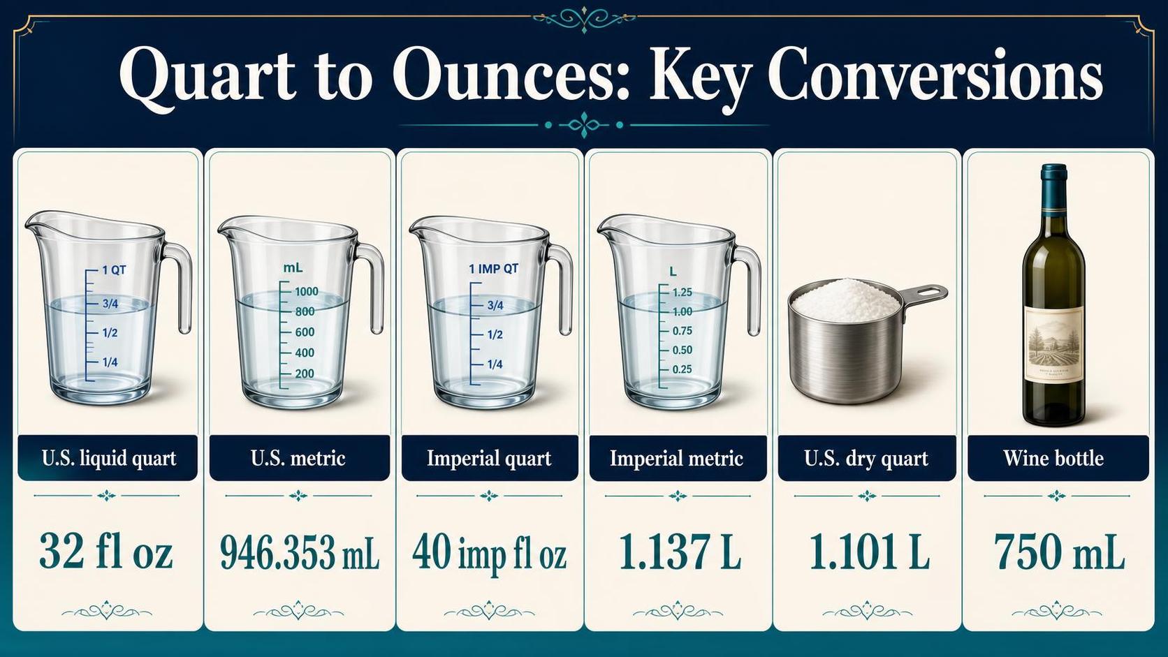 How Many Oz In A Quart? 1 Quart to Ounces: Key Conversions — key facts at a glance