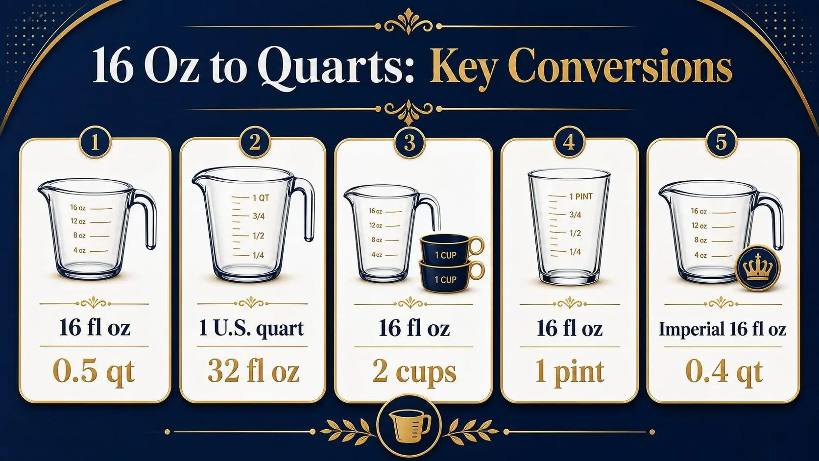 How Many Quarts Is 16 Oz? 1 16 Oz to Quarts: Key Conversions — key facts at a glance