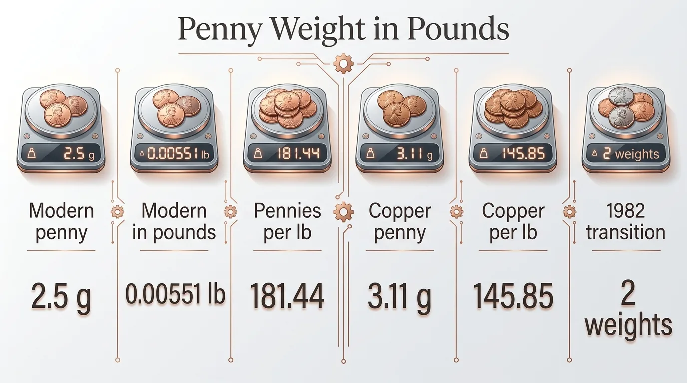 How Much Does A Penny Weigh In Pounds? 1 Penny Weight in Pounds — key facts at a glance