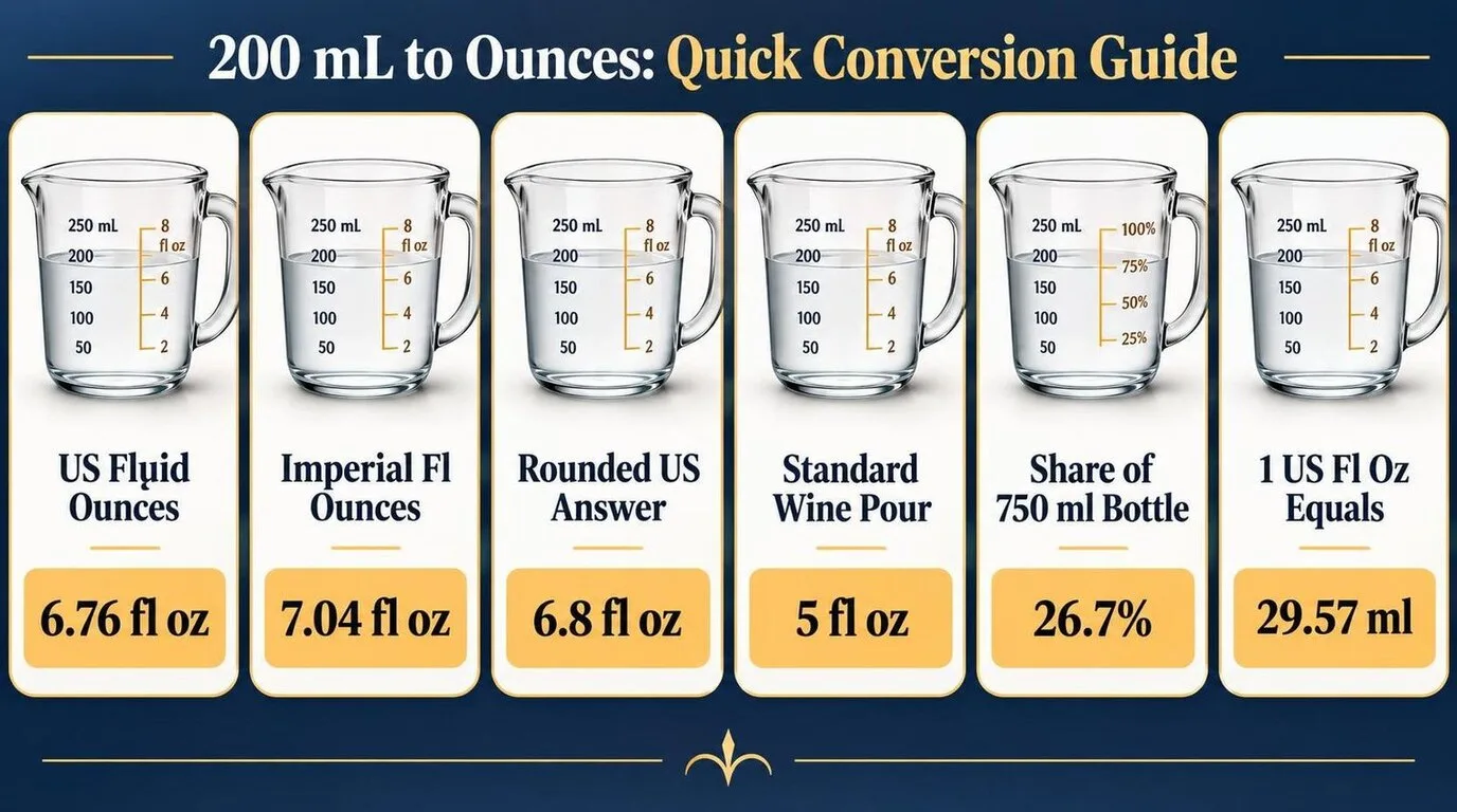 How Much Is 200 Ml In Oz? 1 200 ml to Ounces: Key Conversions — key facts at a glance