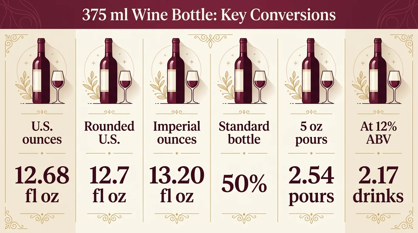 How Much Is 375 Ml In Ounces? 1 375 ml Wine Bottle: Key Conversions — key facts at a glance