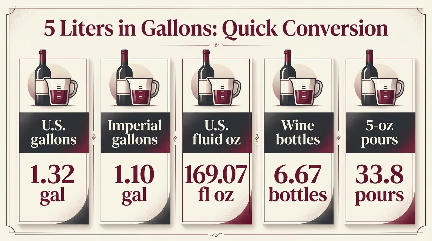 How Much Is 5 Liters In Gallons? 1 5 Liters in Gallons: Quick Conversion — key facts at a glance
