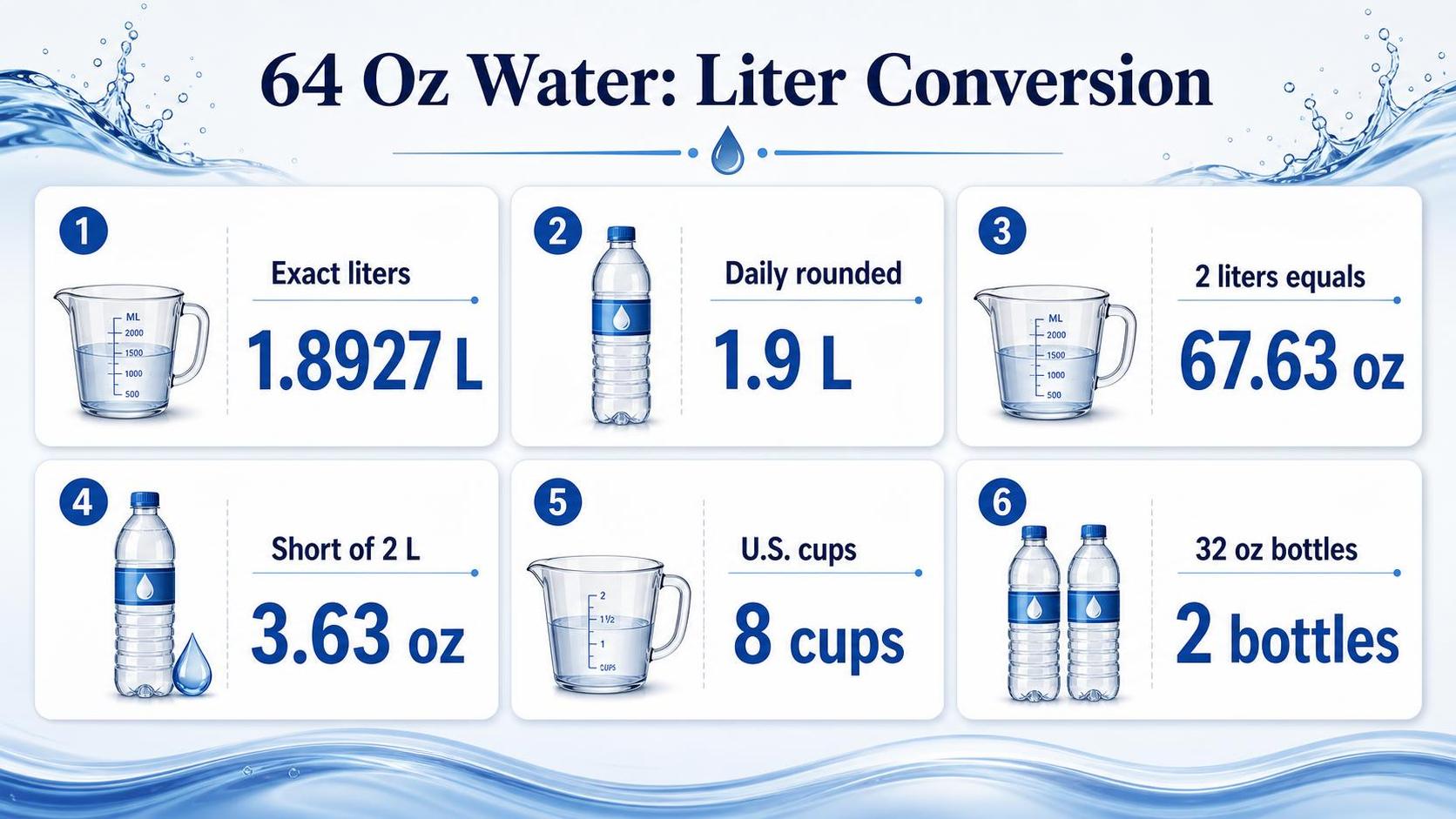 How Much is 64 Oz of Water in Liters? 1 64 Oz Water: Liter Conversion — key facts at a glance