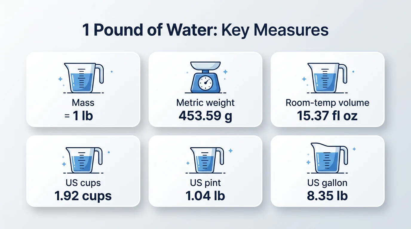 1 Pound of Water: Key Measures — key facts at a glance
