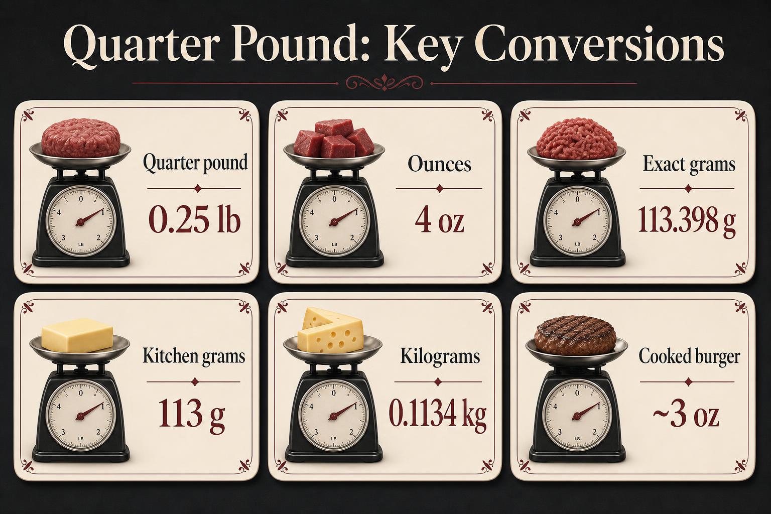 How Much Is A Quarter Pound? 1 Quarter Pound: Key Conversions — key facts at a glance