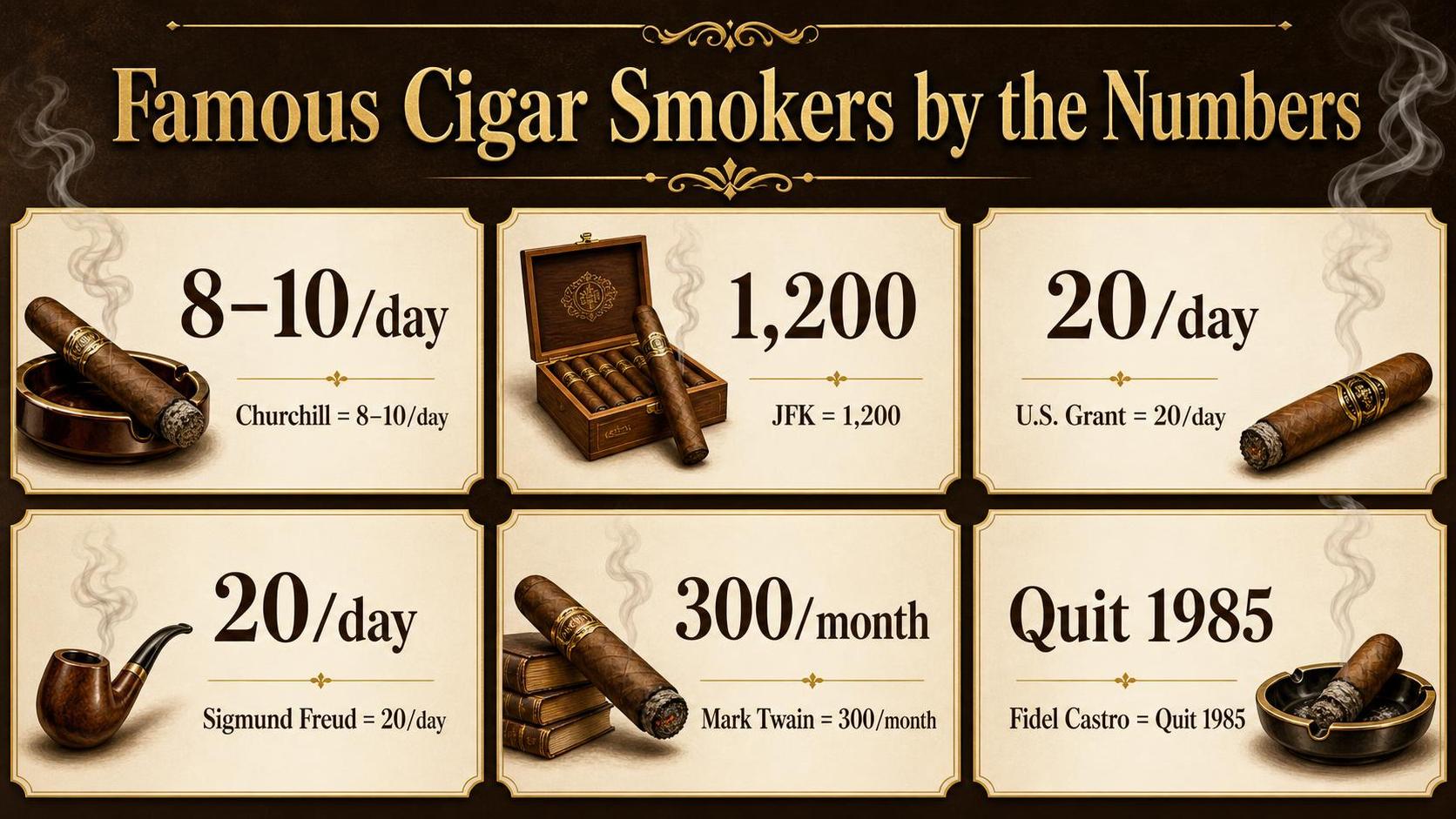 Famous Cigar Smokers by the Numbers — key facts at a glance
