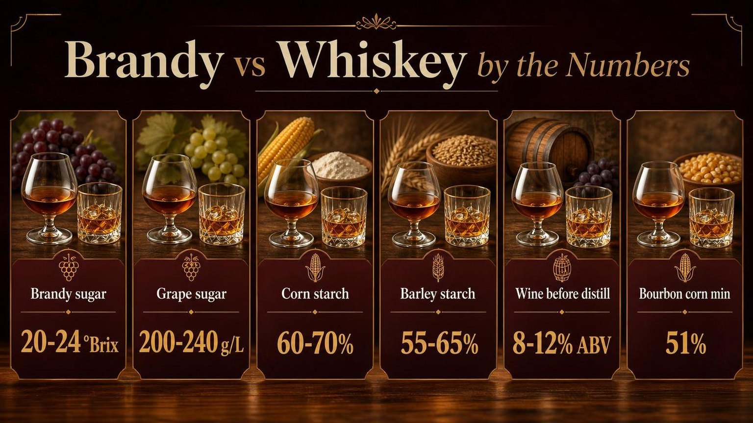 What's the Difference Between Brandy and Whiskey? 1 Brandy vs Whiskey by the Numbers — key facts at a glance