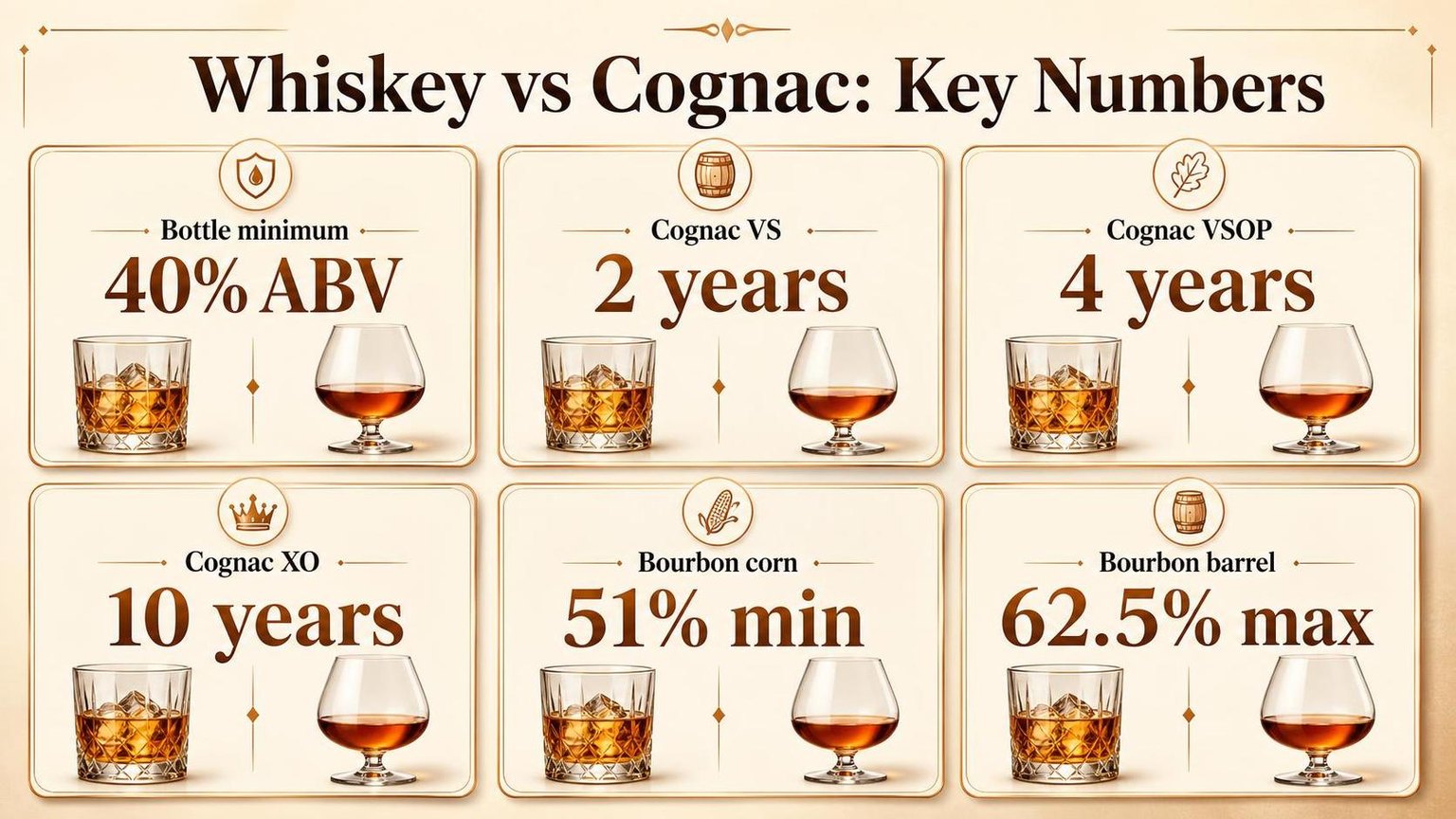 Whiskey vs Cognac: Key Numbers — key facts at a glance
