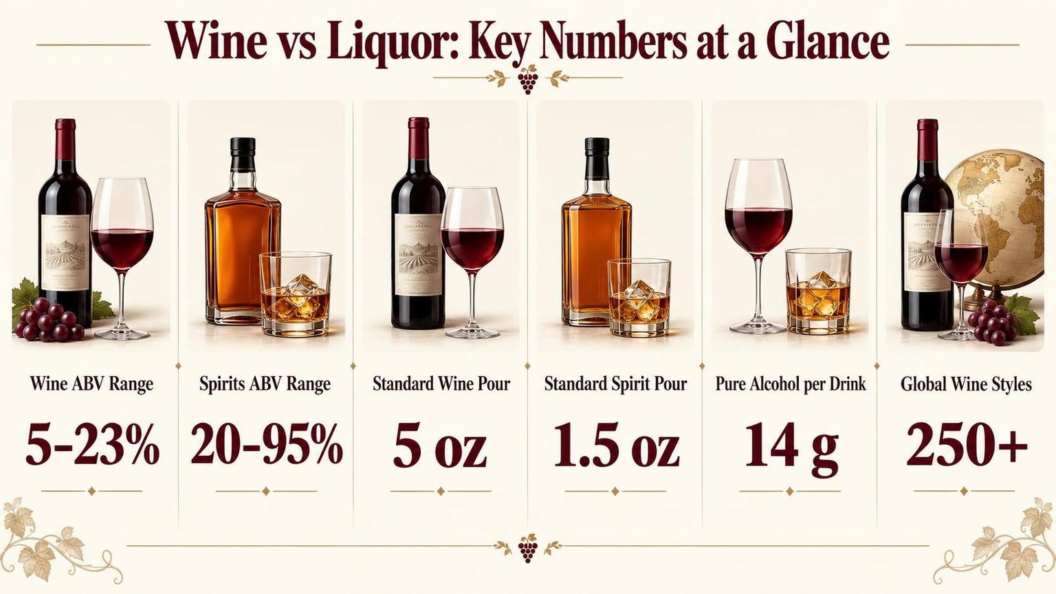 Wine vs Liquor: Key Numbers at a Glance — the main points in one view