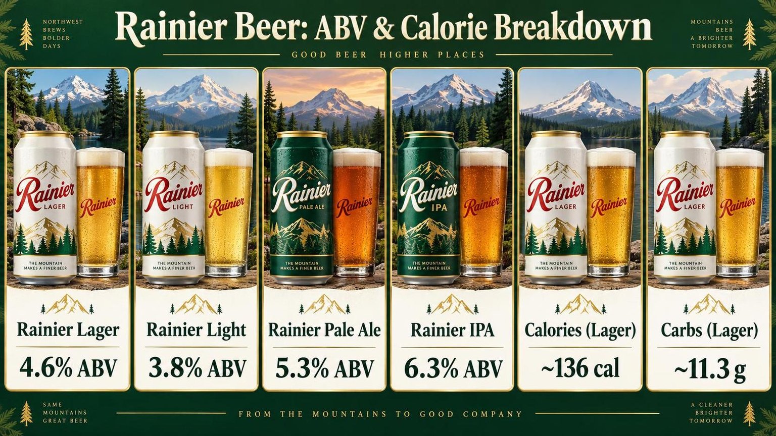 Rainier Beer: ABV & Calorie Breakdown — a visual summary of the figures