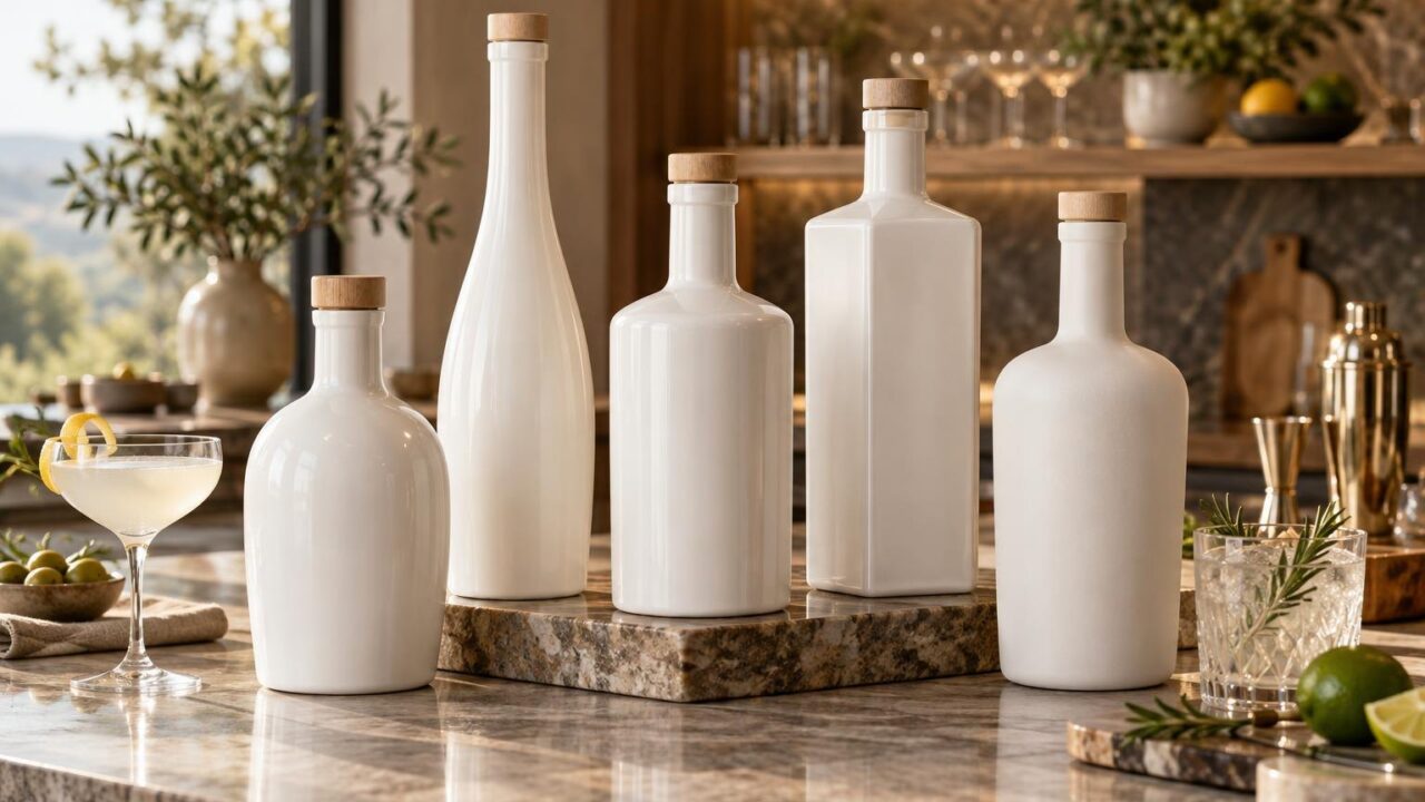 Alcohol in a white bottle