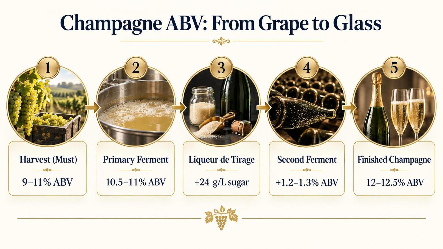 Champagne ABV: From Grape to Glass — a visual summary of the figures