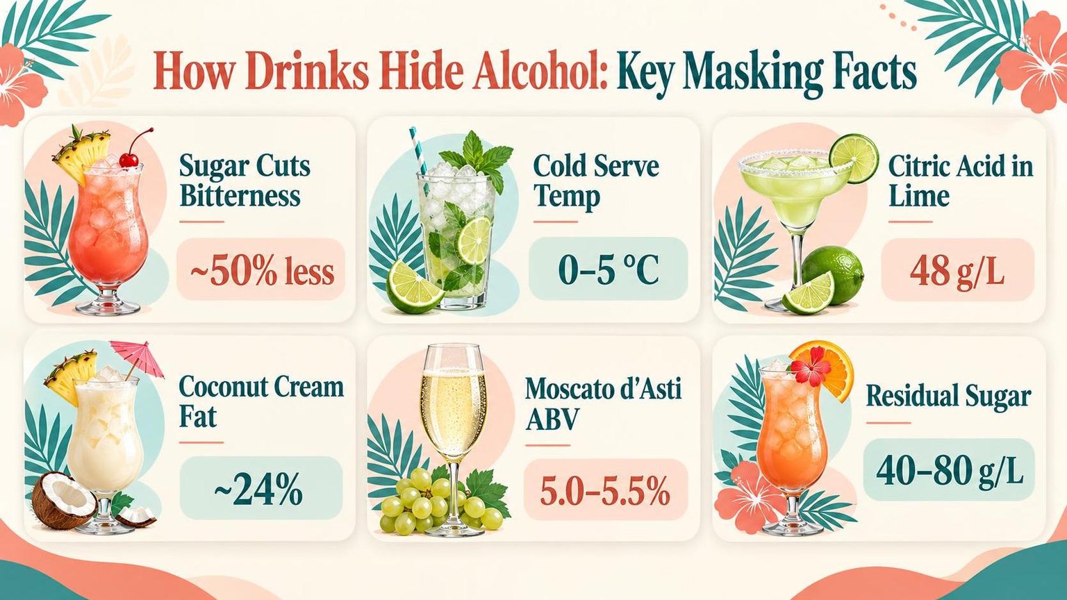 How Drinks Hide Alcohol: Key Masking Facts — the numbers side by side