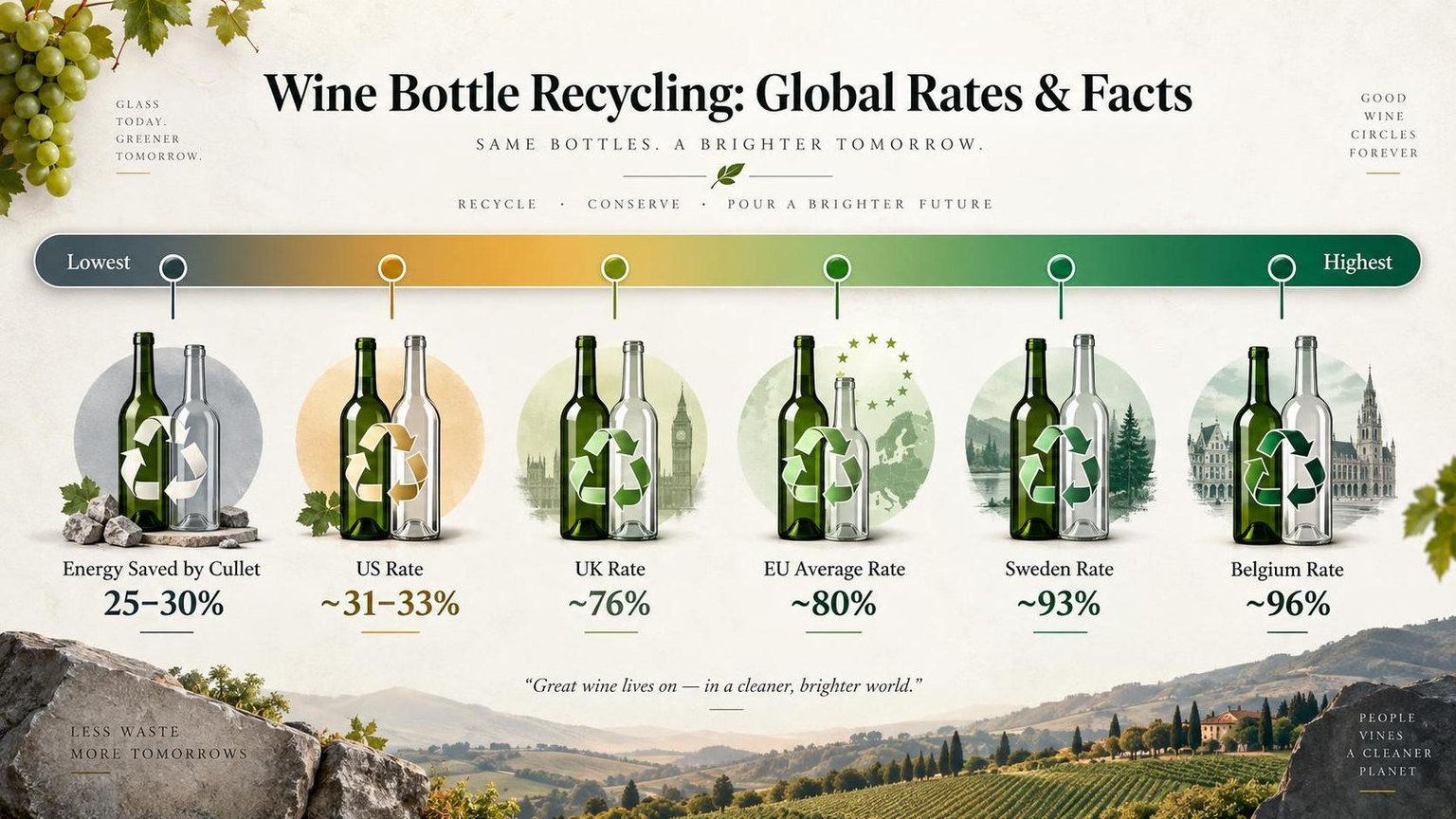 Wine Bottle Recycling: Global Rates & Facts — what the data shows