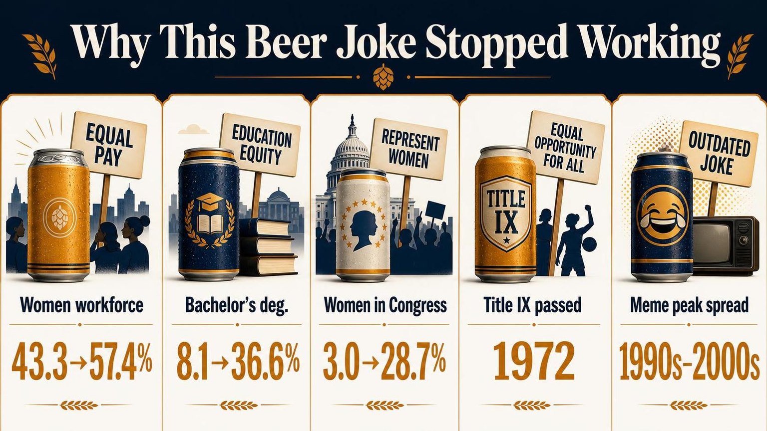 Why This Beer Joke Stopped Working — a visual summary of the figures