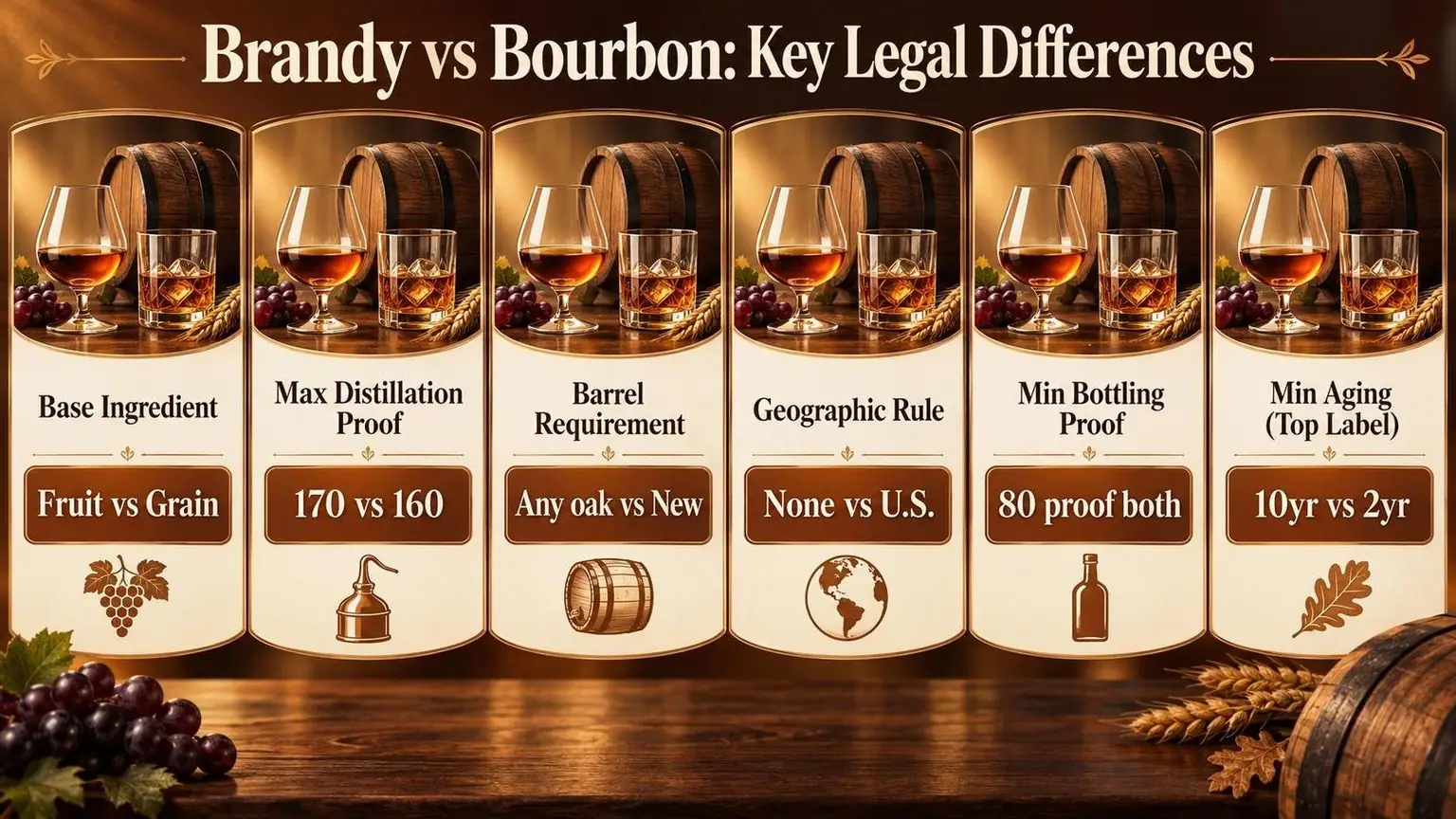 Brandy vs Bourbon: Key Legal Differences — a visual summary of the figures