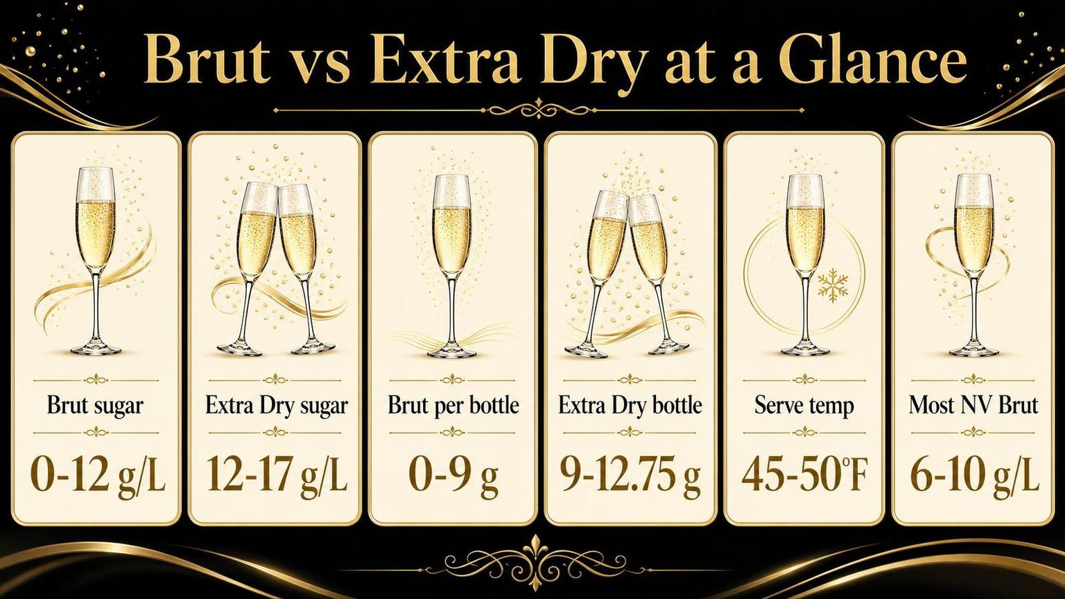 Brut vs Extra Dry at a Glance — the main points in one view
