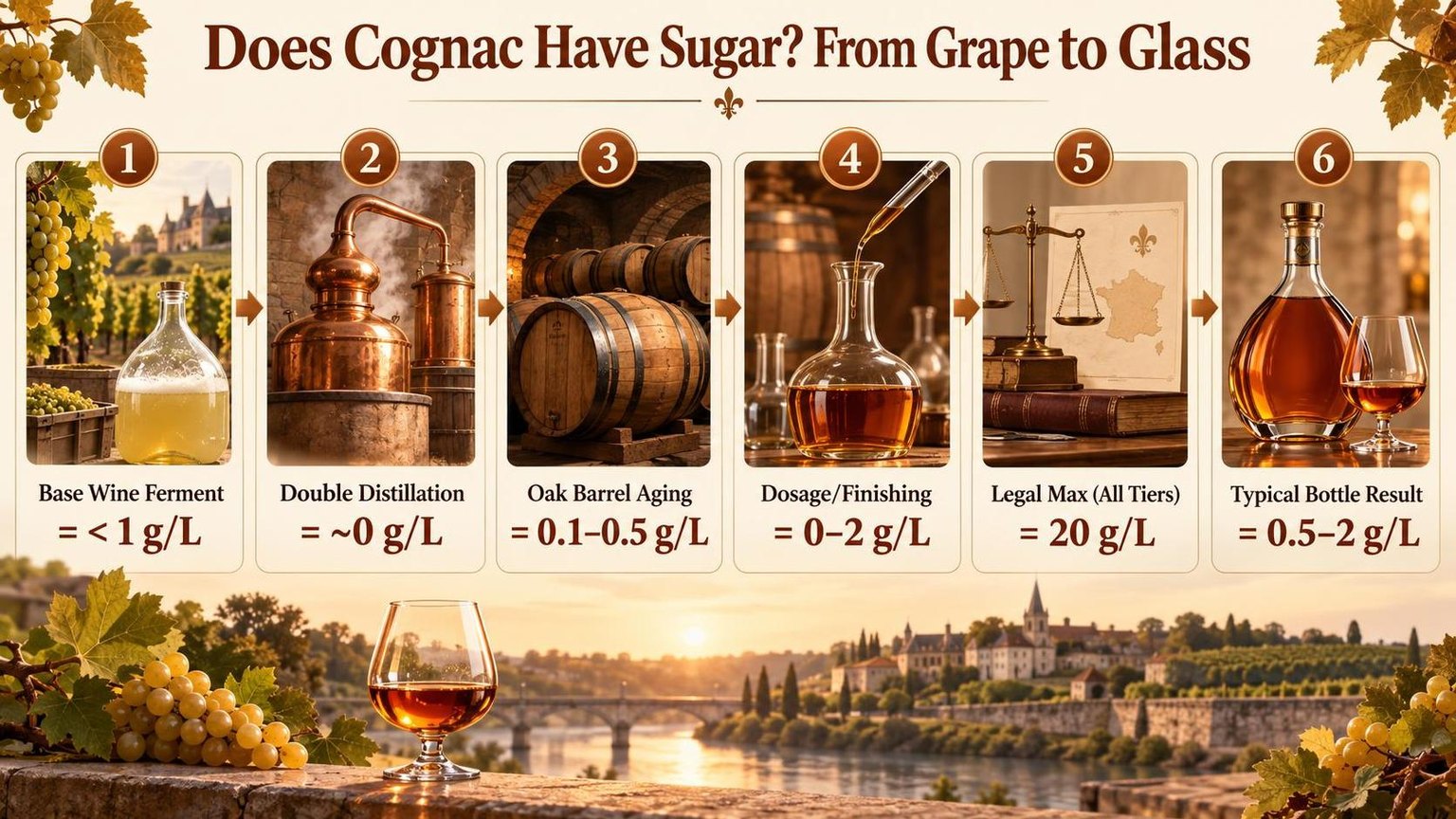 Does Cognac Have Sugar? From Grape to Glass — a visual summary of the figures