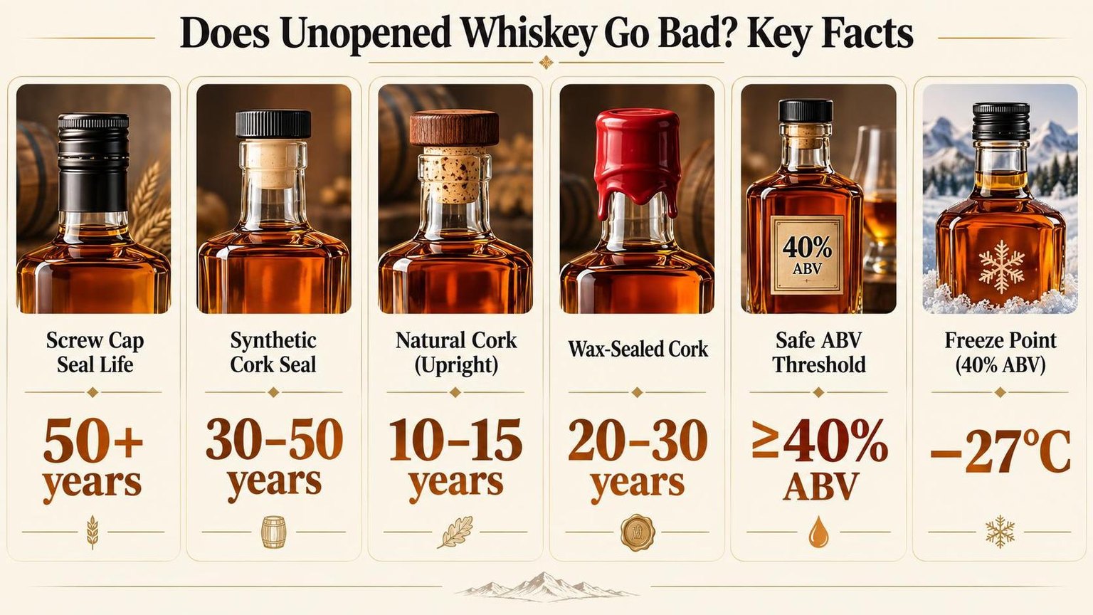 Does Unopened Whiskey Go Bad? Key Facts — the numbers side by side