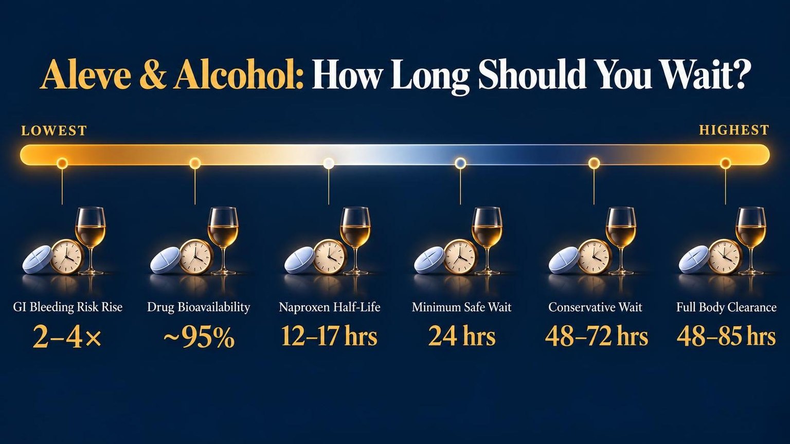 How Long After Taking Aleve Can You Drink Alcohol? 1 Aleve & Alcohol: How Long Should You Wait? — the numbers side by side