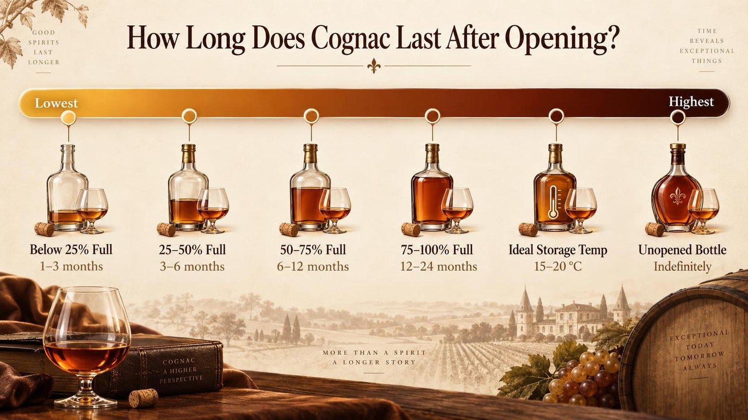 How Long Does Cognac Last? 1 How Long Does Cognac Last After Opening? — a visual summary of the figures