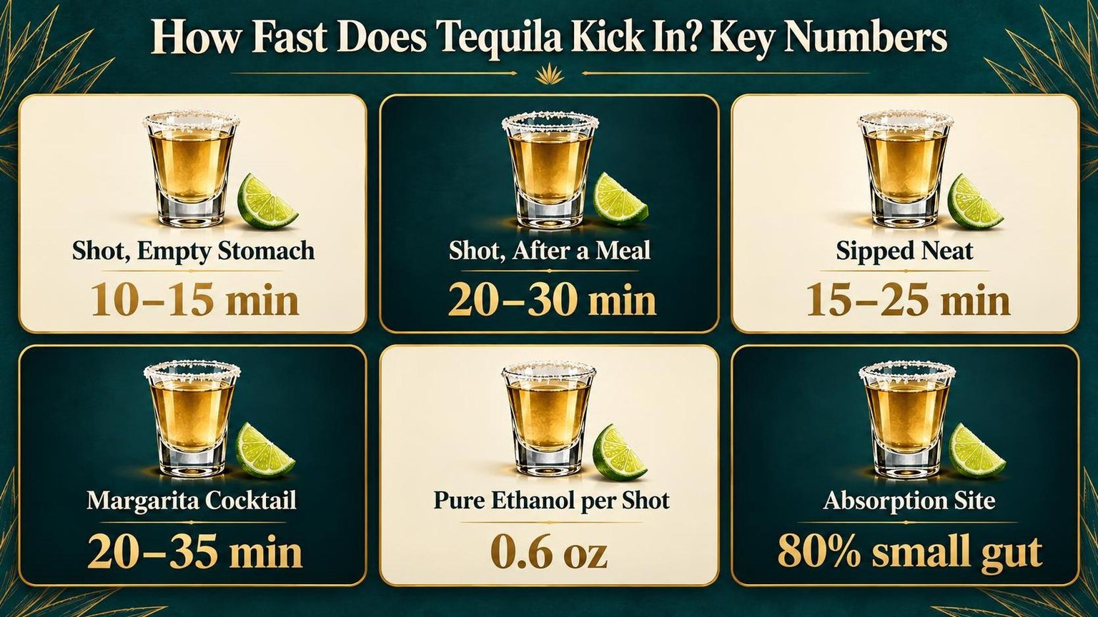 How Long Does It Take for Tequila to Kick In? 1 How Fast Does Tequila Kick In? Key Numbers — figures worth remembering
