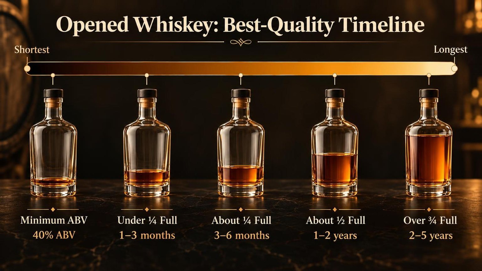 Opened Whiskey: Best-Quality Timeline — the numbers side by side