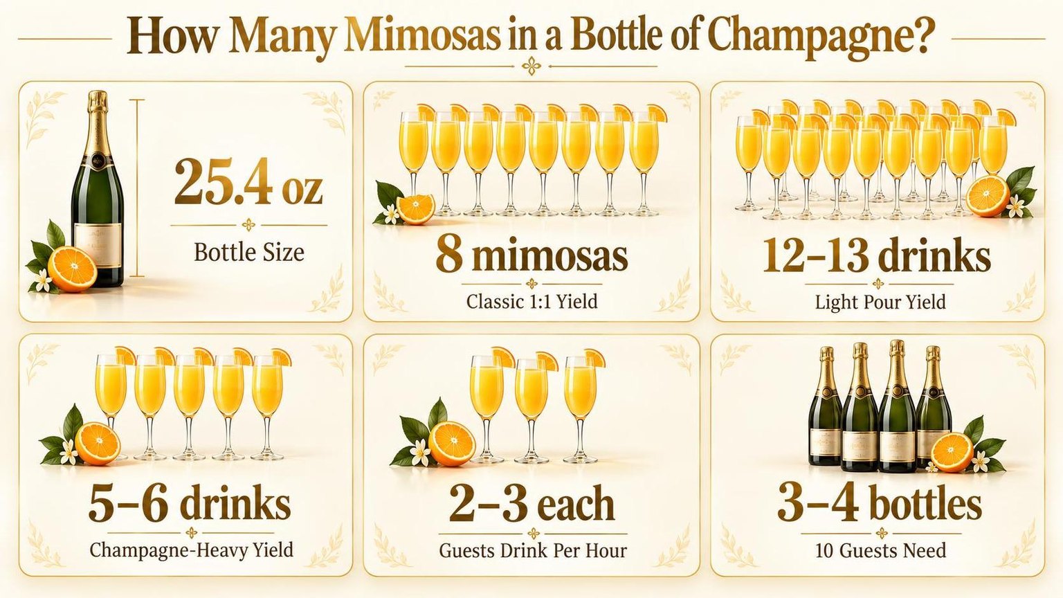 How Many Mimosas in a Bottle of Champagne? — the numbers side by side