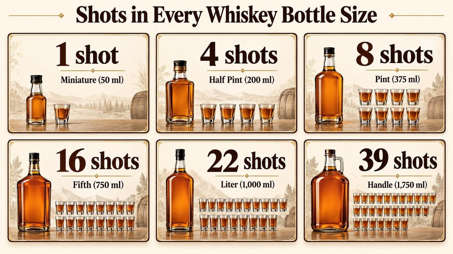 Shots in Every Whiskey Bottle Size — figures worth remembering