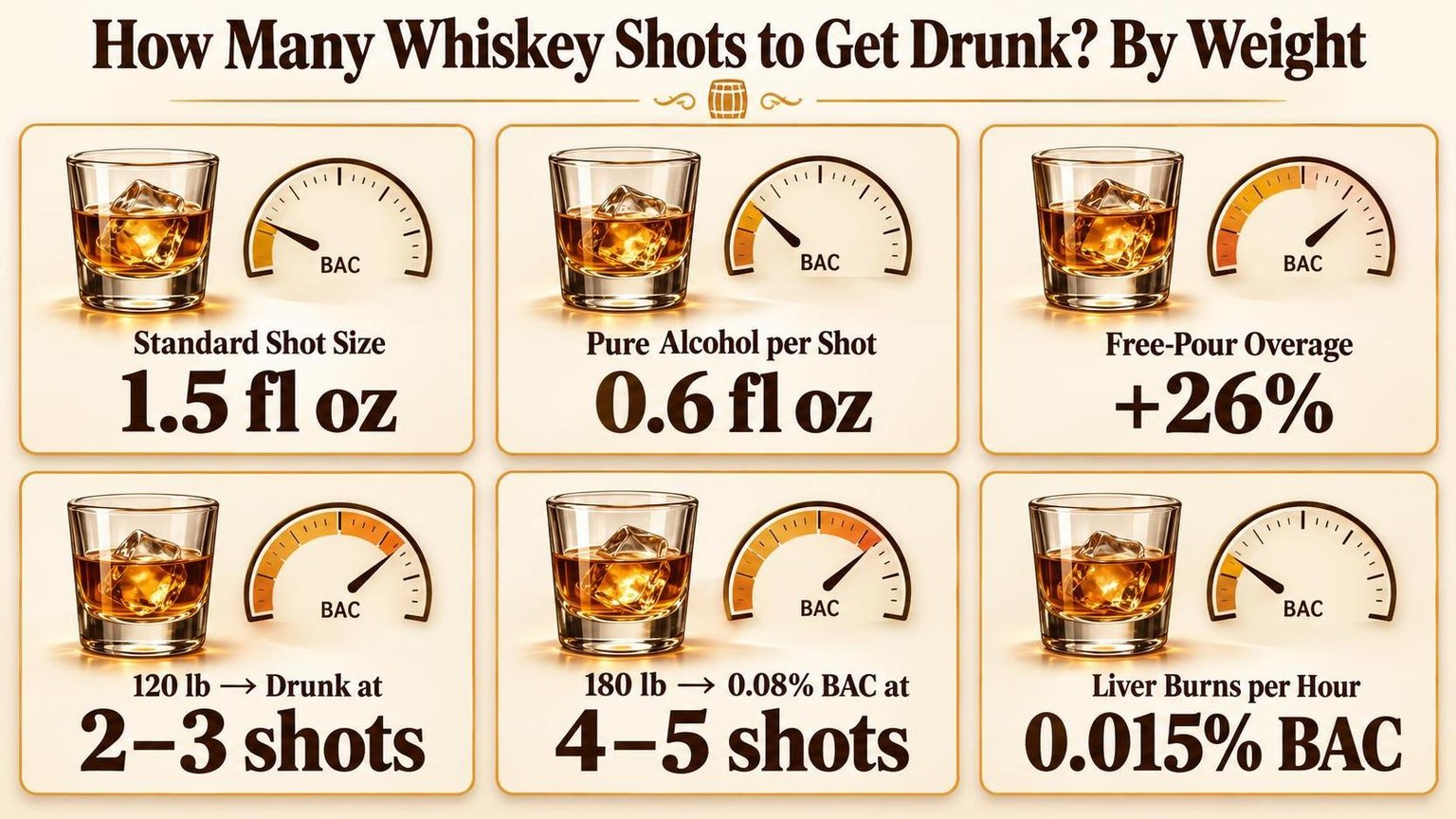 How Many Shots of Whiskey to Get Drunk? 1 How Many Whiskey Shots to Get Drunk? By Weight — what the data shows