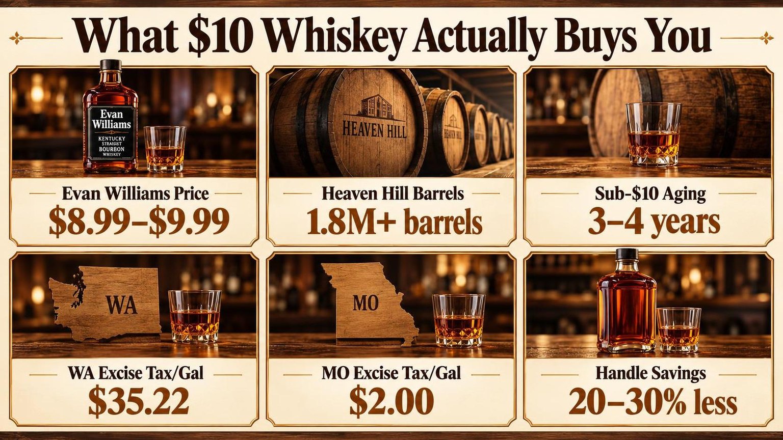 What $10 Whiskey Actually Buys You — the numbers side by side