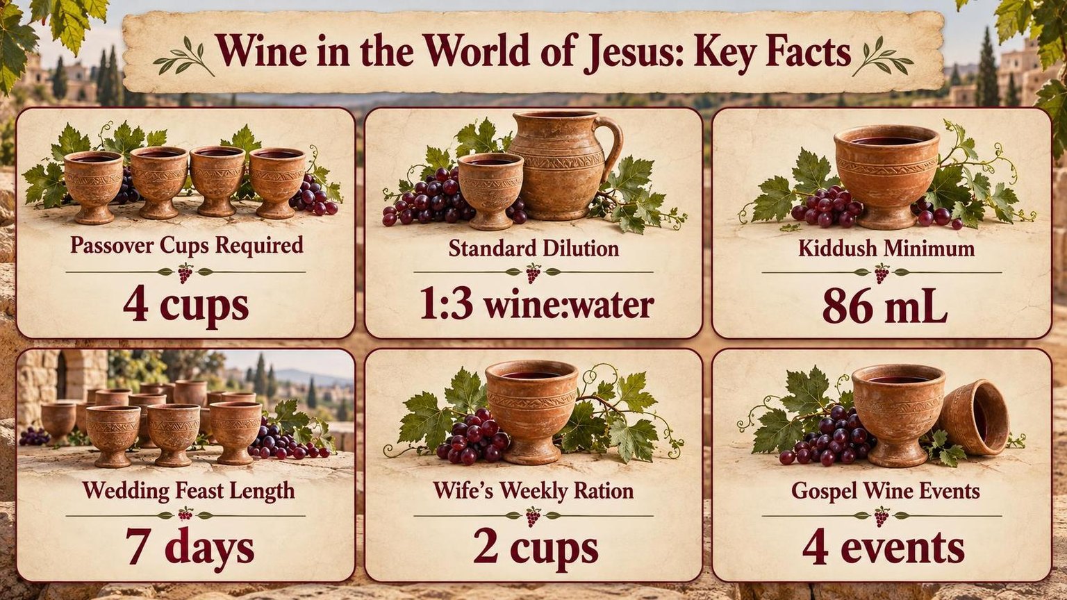 Wine in the World of Jesus: Key Facts — the numbers side by side