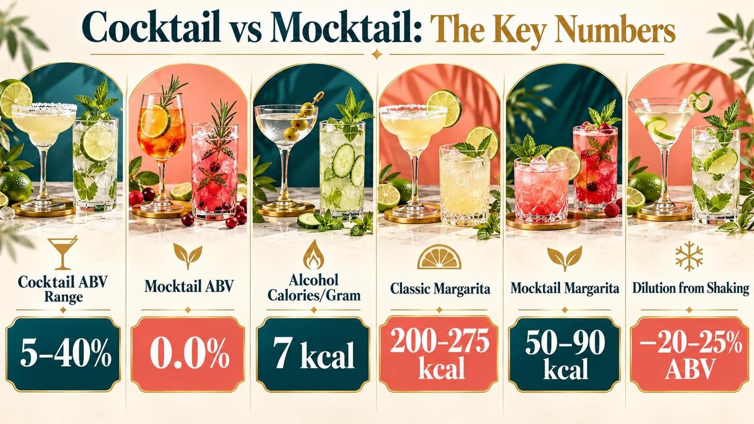 Cocktail vs Mocktail: The Key Numbers — a visual summary of the figures