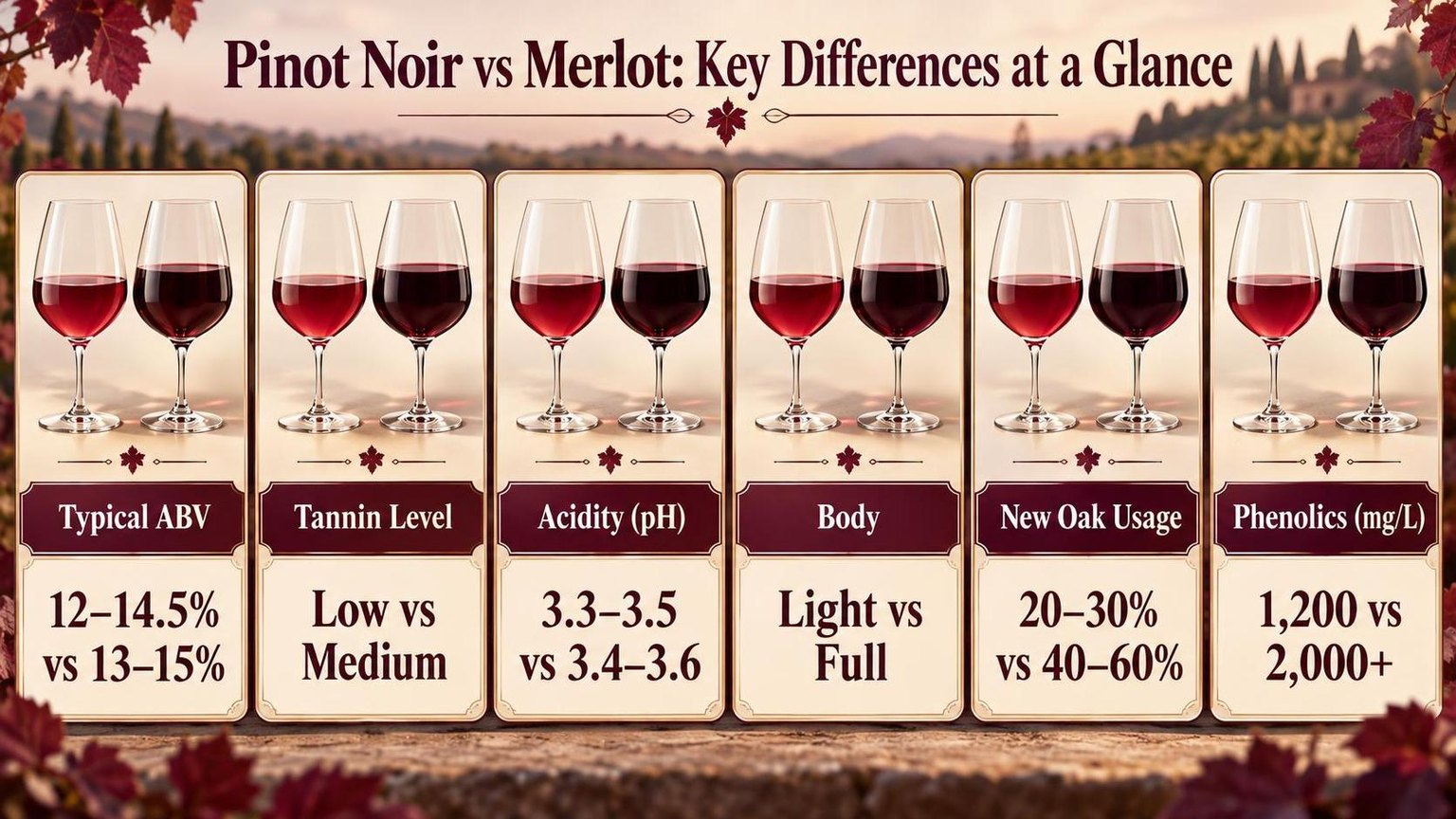 Pinot Noir vs Merlot: Key Differences at a Glance — a visual summary of the figures