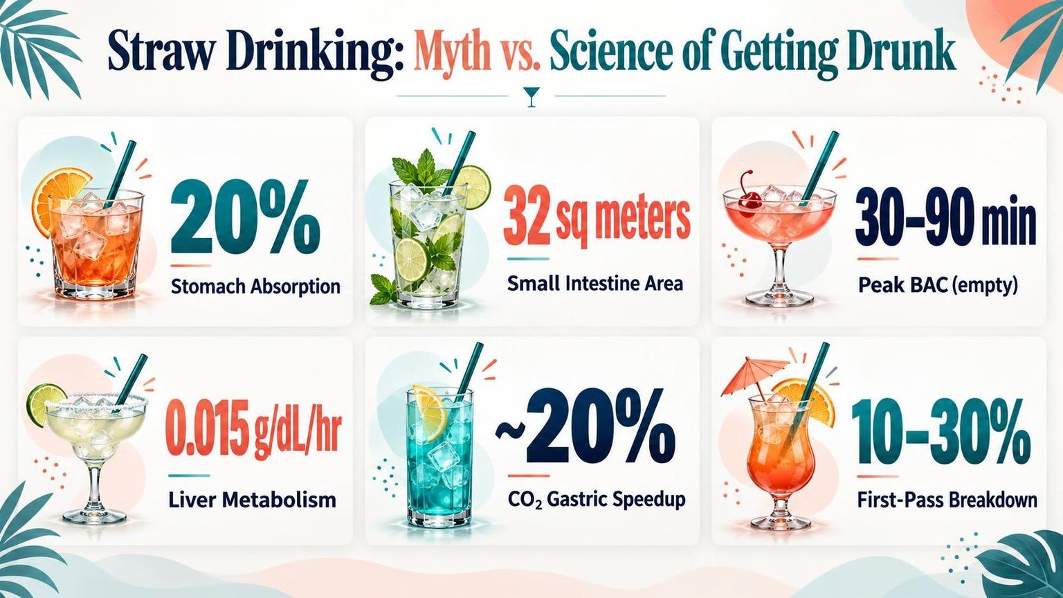 Does Drinking Alcohol Through a Straw Make You Drunker? 1 Straw Drinking: Myth vs. Science of Getting Drunk — the main points in one view
