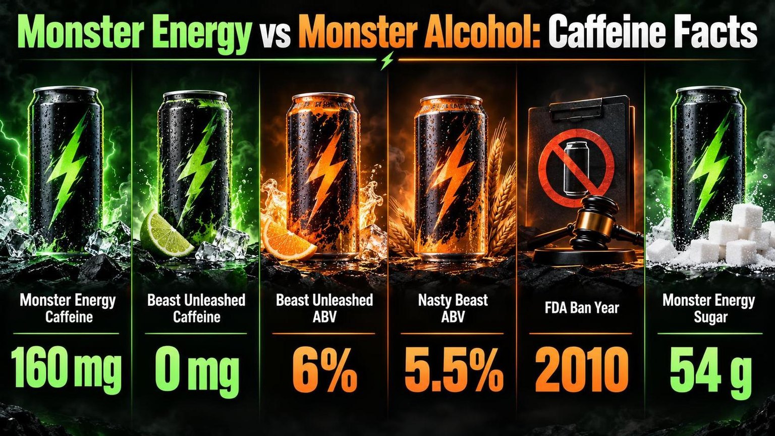 Monster Energy vs Monster Alcohol: Caffeine Facts — figures worth remembering